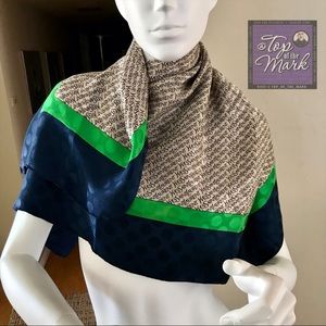 Yves Saint Laurent Navy and Green Scarf